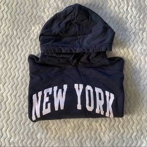 Brandy Melville Navy New York Cropped Hoodie